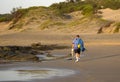 Fisherman with large steenbrass fish on Transkei c Royalty Free Stock Photo