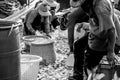 Fisherman making in Ao-udom harbor chonburi. Thailand