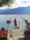 Fisherman in Montreux, Switzerland
