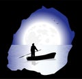 fisherman in the night Royalty Free Stock Photo