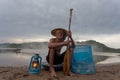Fisherman old alone Royalty Free Stock Photo