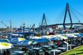 Fisherman port at the fish market with the beautiful view of Anzac bridge.