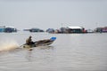 Fisherman in river, Tonle Sap, Cambodia Royalty Free Stock Photo