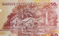 Fisherman river village on Congo 50 Francs currency banknote Royalty Free Stock Photo