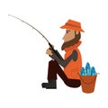 Fisherman with rod Royalty Free Stock Photo