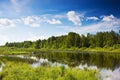 Fisherman in a rubber boat fishing Royalty Free Stock Photo