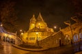Fisherman`s Bastion in Budapest - Hungary on winter night Royalty Free Stock Photo