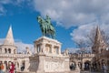 Fisherman`s Bastion with equestrian statue of St. Stephen in Budapest Royalty Free Stock Photo