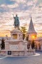 Fisherman`s Bastion is an important landmark of Budapest. Monument of historical architecture. White towers at the sunrise Royalty Free Stock Photo