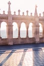 Fisherman`s Bastion is an important landmark of Budapest. Monument of historical architecture. White towers at the sunrise Royalty Free Stock Photo