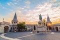 Fisherman`s Bastion is an important landmark of Budapest. Monument of historical architecture. White towers at the sunrise Royalty Free Stock Photo