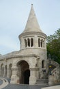 Fisherman`s Bastion and the statue of Stephen I. of Hungary and Matthias Church Royalty Free Stock Photo