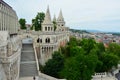 Fisherman`s Bastion and the statue of Stephen I. of Hungary and Matthias Church Royalty Free Stock Photo