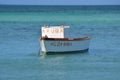 Fisherman`s Boat off Palm Beach In Aruba Royalty Free Stock Photo