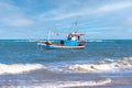 Fisherman\'s boat at sea. Old fishing boat Royalty Free Stock Photo