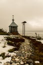 The fisherman`s chapel on the shore of the White sea. Royalty Free Stock Photo