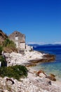 Fisherman's house at the rocky stone beach in island Susak,Croatia