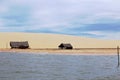 Fisherman`s hut along the beach. Poor and precarious housing. Royalty Free Stock Photo