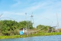 Fisherman`s village in Thailand with a number of fishing tools called `Yok Yor `, Thailand`s traditional fishing tools that made f