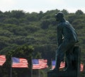 Fisherman`s Wharf and American flags in Gloucester Mass