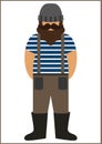 Fisherman/sailor man flat icon -wearing in vest