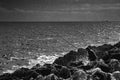 Fisherman in the sea side in black and white