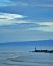 Fisherman sea Bach fishing morning Blue sky Royalty Free Stock Photo