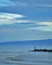 Fisherman sea Bach fishing morning Blue sky