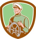 Fisherman Sea Captain Wheel Shield Retro