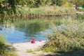 Fisherman seating and fishing Royalty Free Stock Photo