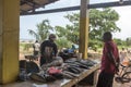 Fisherman is selling the fish at the market