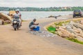 fisherman sells traditional dry fish