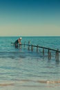 Fisherman sets up nets