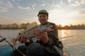 Fisherman is showing a walleye Royalty Free Stock Photo