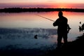 Fisherman silhouette Royalty Free Stock Photo