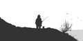 Fisherman silhouette. Vector illustration Royalty Free Stock Photo