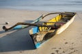 Fisherman small boat on the sandy beach