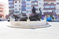 Fisherman statue in a roundabout in Navodari city