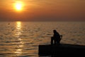 Fisherman sunset Royalty Free Stock Photo