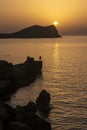 Cala Comte beach fisherman sunset