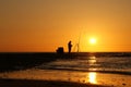 Fisherman in the sunset Royalty Free Stock Photo