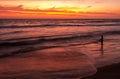 Fisherman at Sunset near Playas, Ecuador Royalty Free Stock Photo