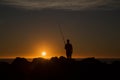 Fisherman sunset Royalty Free Stock Photo