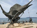 Fisherman and swordfish statue on Ao Nang beach front