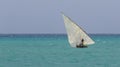 Fisherman in dhow african sailing boat Royalty Free Stock Photo