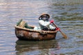 Fisherman in traditional Vietnamese fishing nutshells in the fishing village of Mui Ne.