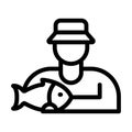 Fisherman Vector Thick Line Icon For Personal And Commercial Use