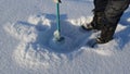 Fisherman warm shoes drill icehole ice tool fishing season hobby