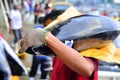 Fisherman are weighing tuna to sell to the market Royalty Free Stock Photo