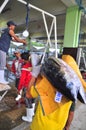 Fisherman are weighing tuna to sell to the market Royalty Free Stock Photo